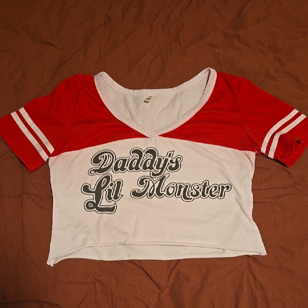 Stylish Red and White Graphic Crop Top